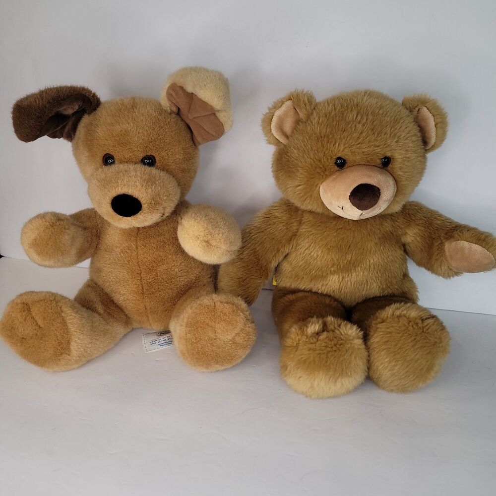 Build-A-Bear Plush Lot of 2 Classic Brown Teddy Bear & Brown Sugar Puppy Dog